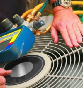 air conditioning maintenance on outdoor ac unit